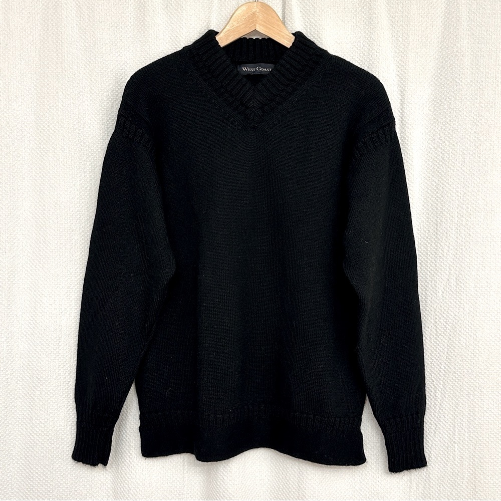 Classic Wool Black V-Neck Sweater West Coast size S